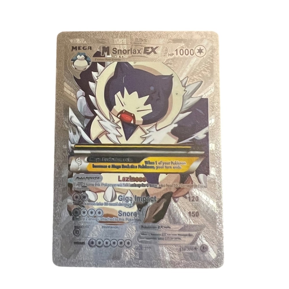 Pokemon M Snorlax EX Silver Metal Card Custom Novelty Fan Art TCG HP1000 Card